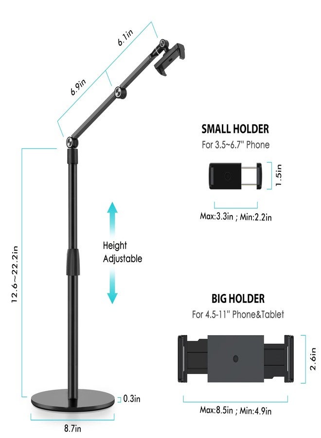 Viozon Tablet Phone Overhead Stand, Height & 360 Degree Angle Adjustable, Aluminum Desktop Stand, Compatible with 3.5-11" Cellphone or Tablet Such as iPhone iPad Pro Air Mini, Samsung, Nexus(AP-4P-B) - Image 4